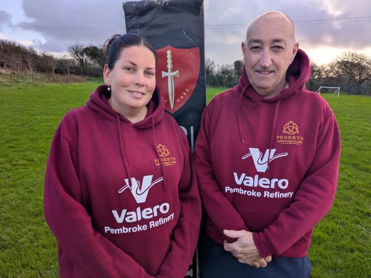 Jo Jones and Jonathan Williams on the rugby field